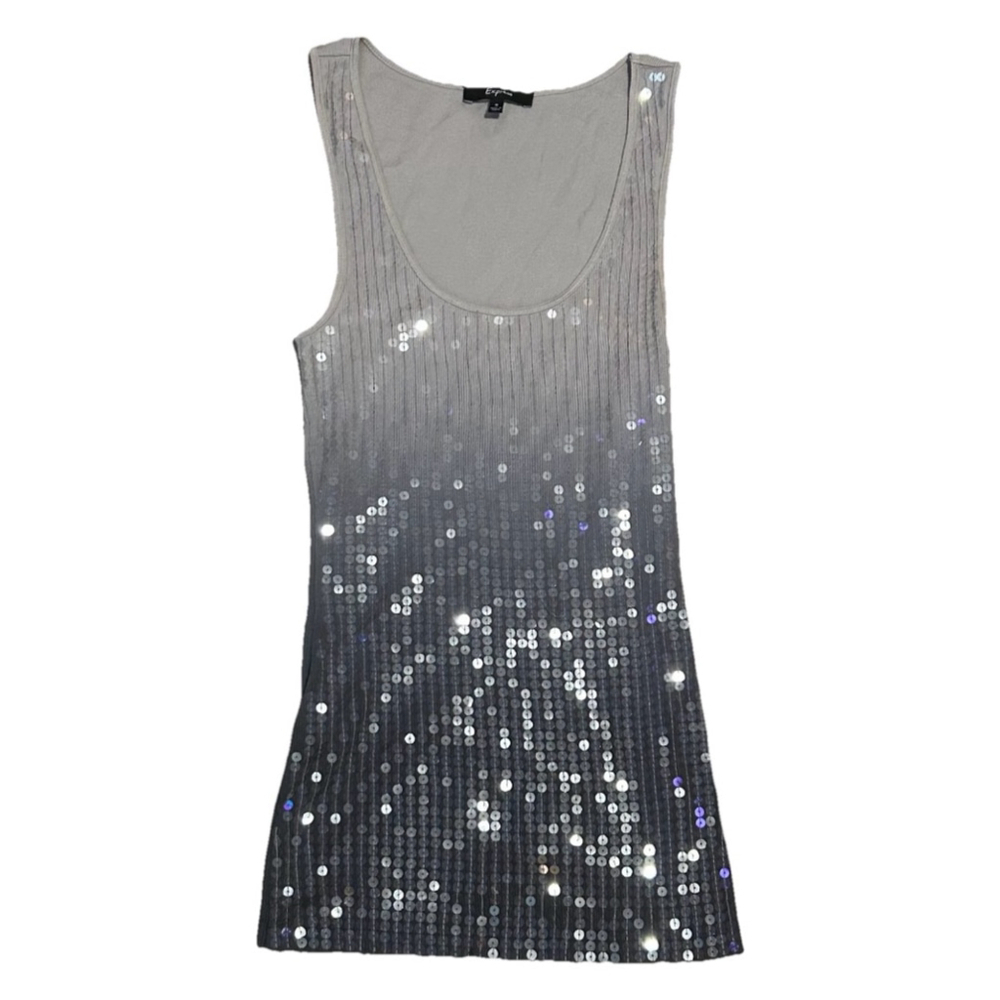 Women's Express Tank Top Size S Gray Silver Sequin